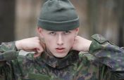 Commando Beanie, merino wool, olive green