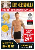 Cross Adventure, merinovillaiset miesten boxerit, 100% merinovillaa