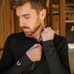 Sensitive 225 men's merinowool shirt, black/rust