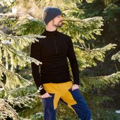 Sensitive 225 men merinowool shirt,black