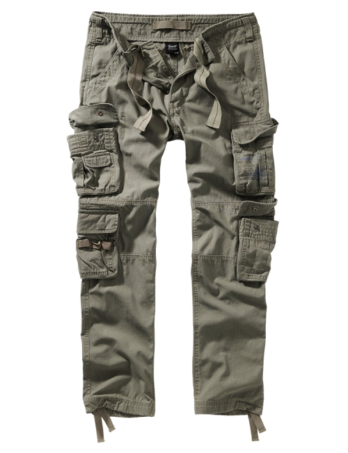 Brandit Pure Slim Fit trousers, stonewashed, Olive - Armyvaatteet