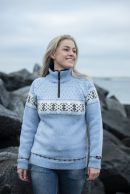 Sininen klassinen norjalainen villapaita, naisten malli